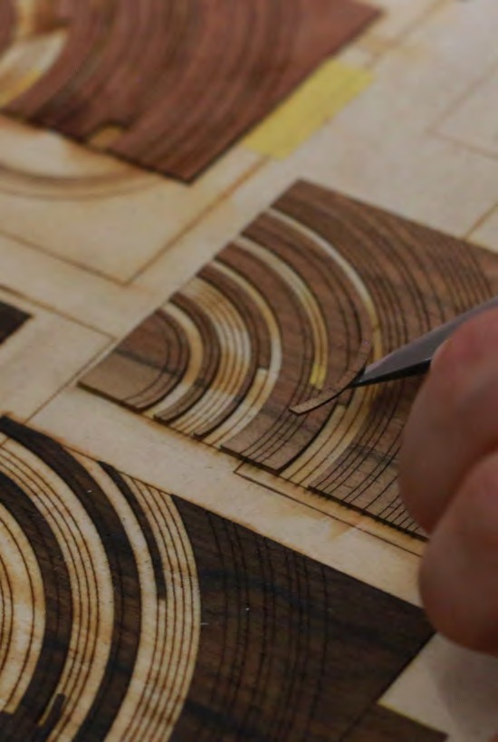 Essences de bois préparées pour la marqueterie